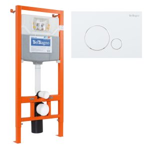 Комплект 2 в 1 Система инсталляции для унитазов BelBagno BB001-120 с кнопкой смыва BB014-SR-BIANCO