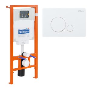Комплект 2 в 1 Система инсталляции для унитазов BelBagno BB002-80 с кнопкой смыва BB014-SR-BIANCO