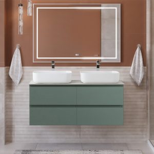 Тумба с четырьмя ящиками и столешницей подвесная BelBagno KRAFT 120 Еловый Матовый, столешница KEP-120-2-CEM