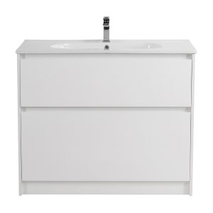 Тумба с керамической раковиной напольная BelBagno KRAFT 100 Bianco Opaco, раковина LOV-1000-LVB белая